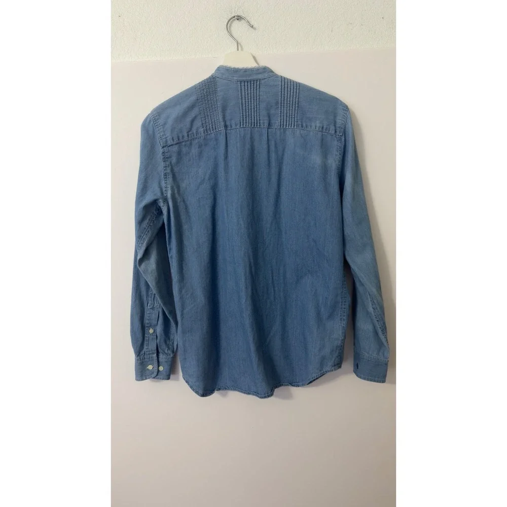 Lauren Ralph Lauren Denim Button Down Womens 4 Blue Pintuck Lace Trim Western